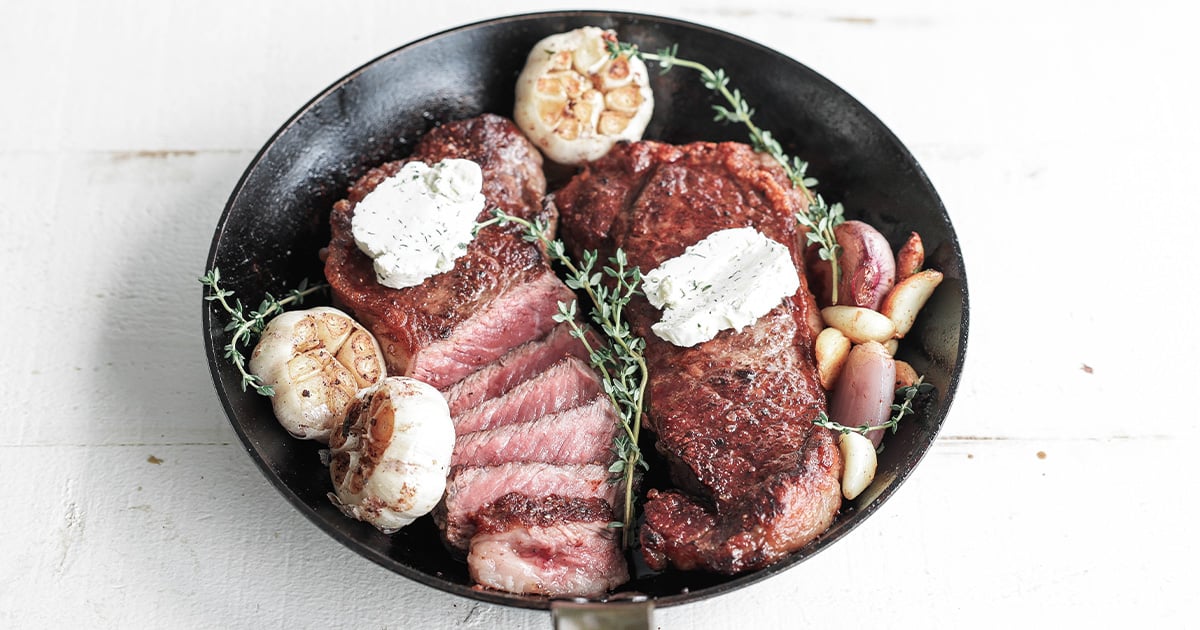 Reverse Sear Steak with Garlic and Thyme