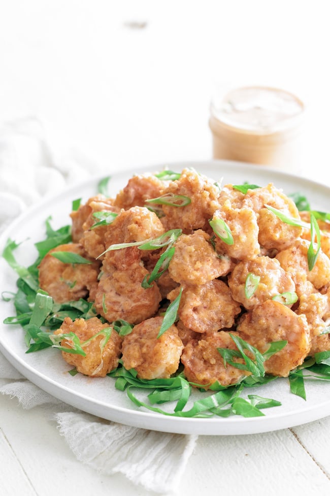 bang bang shrimp on a plate