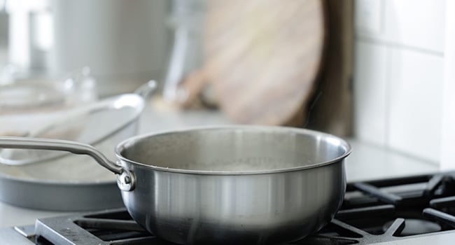 heating oil in a pan