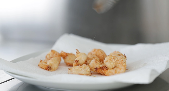 resting fried shrimp