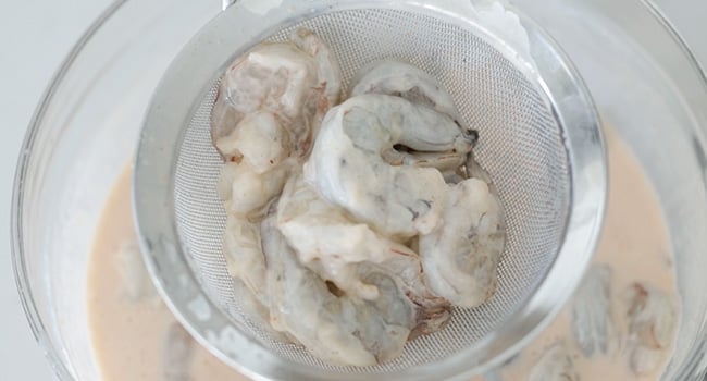 draining shrimp
