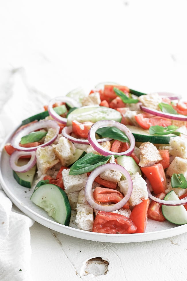 panzanella salad on a plate