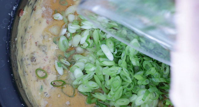adding green onions to a rotel dip