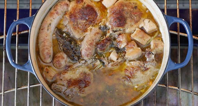 duck cassoulet in a pot