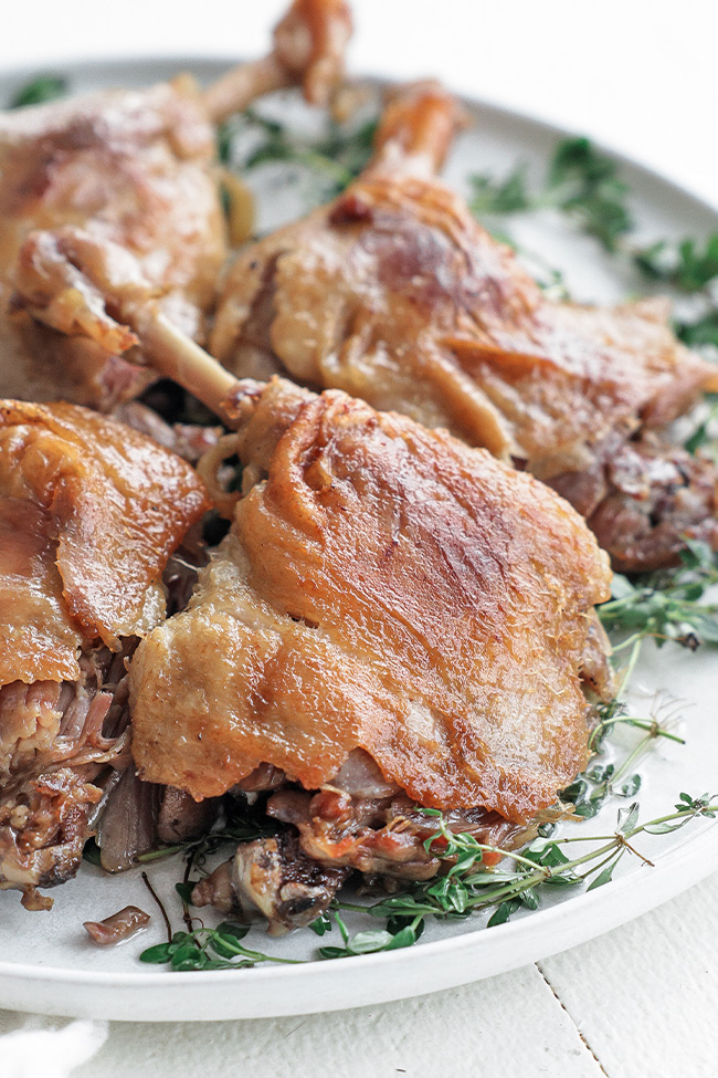 duck confit on a plate