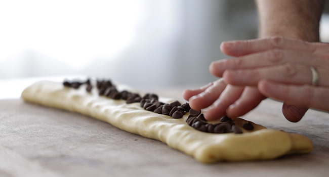 chocolate on folded dough