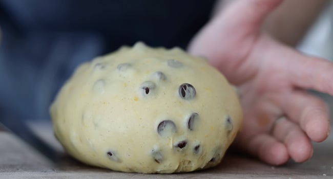 dough ball with chocoalte chips