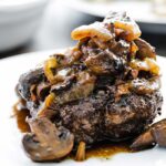 chopped steak with mushrooms and onions