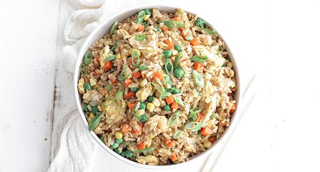 fried rice with eggs and peas