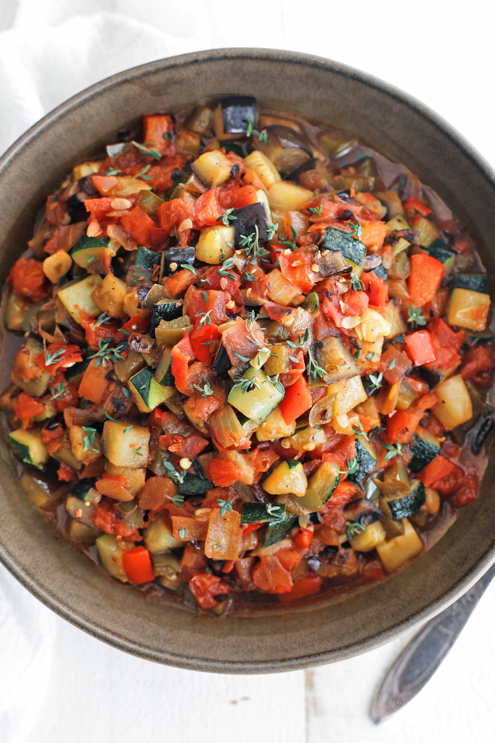 homemade ratatouille with fresh herbs