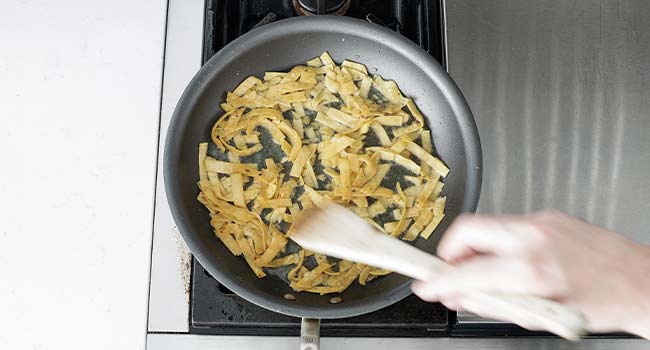 frying corn tortilla strips