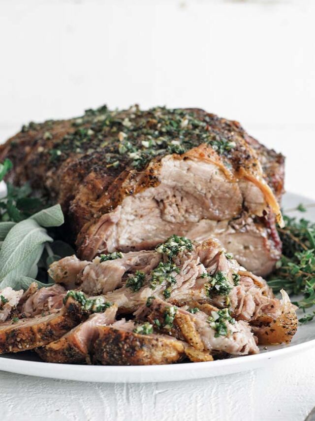 roasted pork shoulder on a platter
