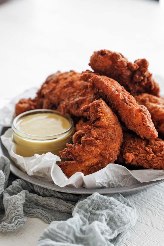 fried chicken tenders with sauce