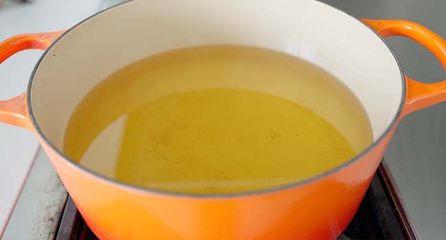 oil heating in a pot