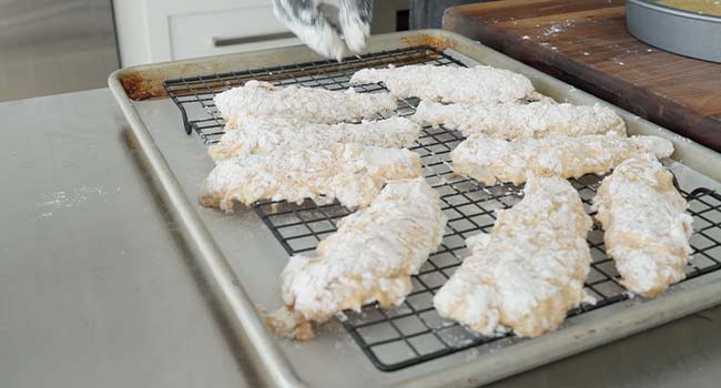 chicken tenders on a rack
