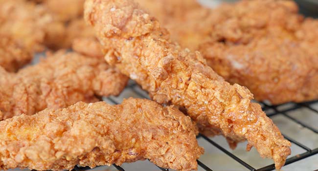chicken tenders on a rack