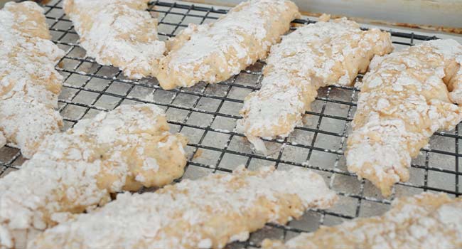 letting breaded chicken tenders rest