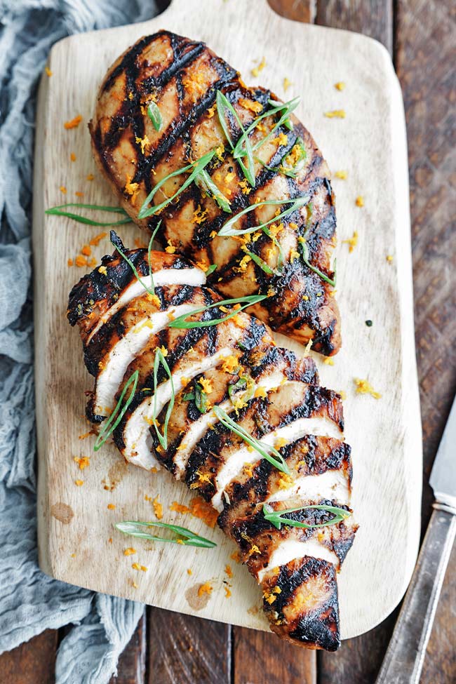 grilled and sliced asian chicken marinated chicken