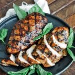 grilled and sliced balsamic marinated chicken