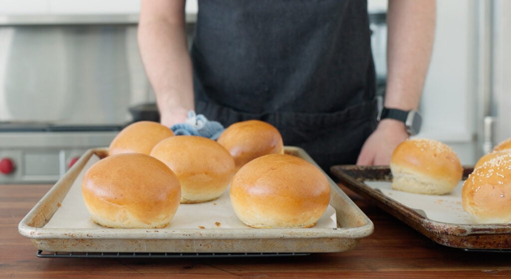 cooling browned burger buns