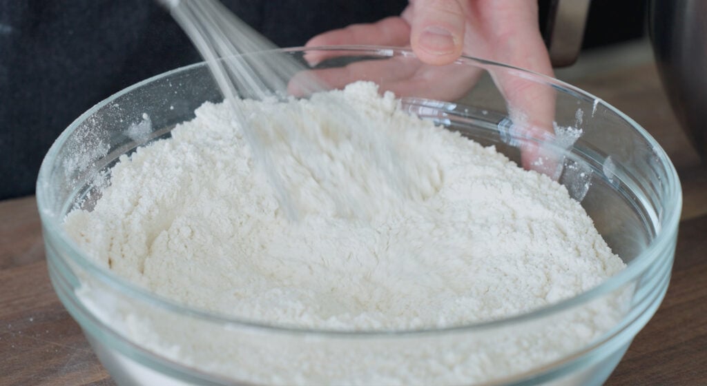 mixing flour