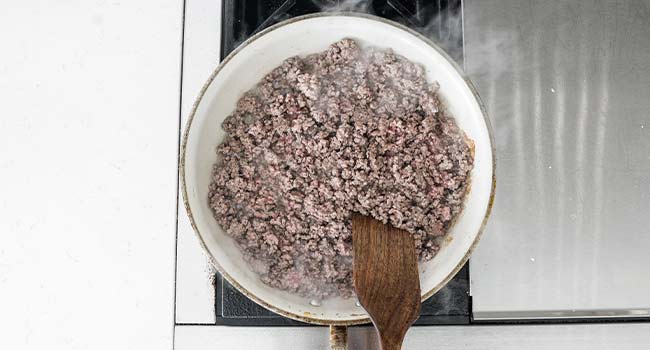 browning beef in a pan