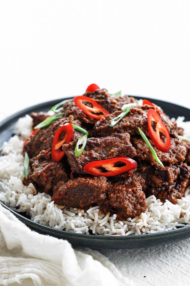 beef rendang on a plate
