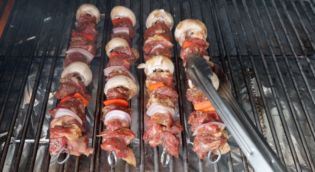 kebabs on grill