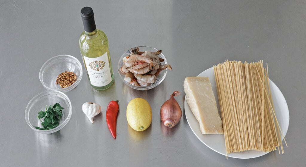 Garlic Shrimp pasta ingredients 