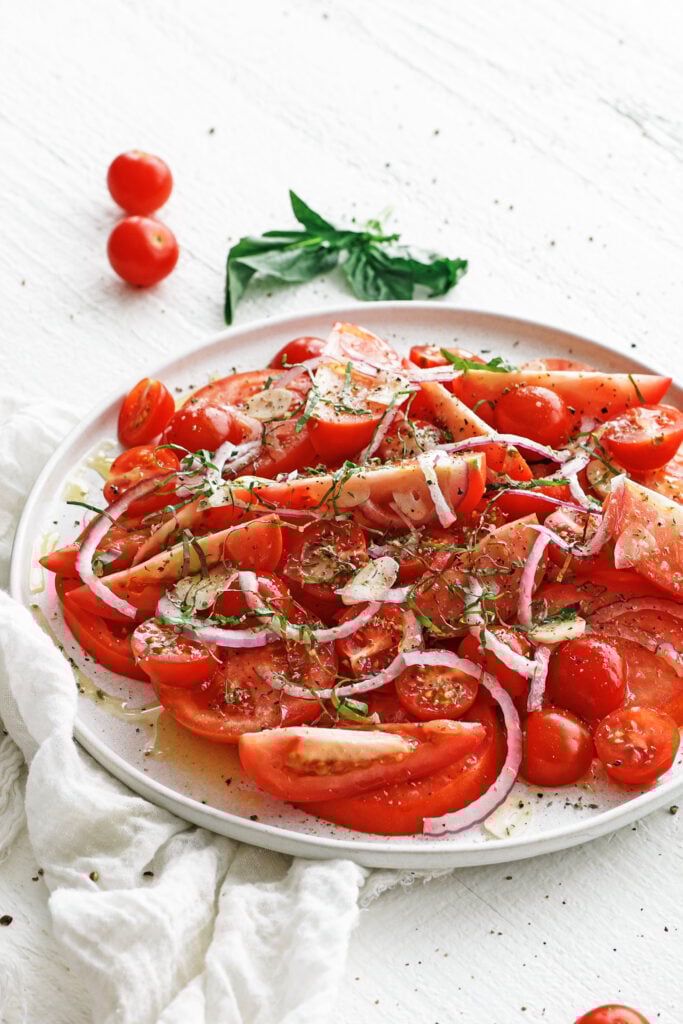 italian tomato salad on a plate