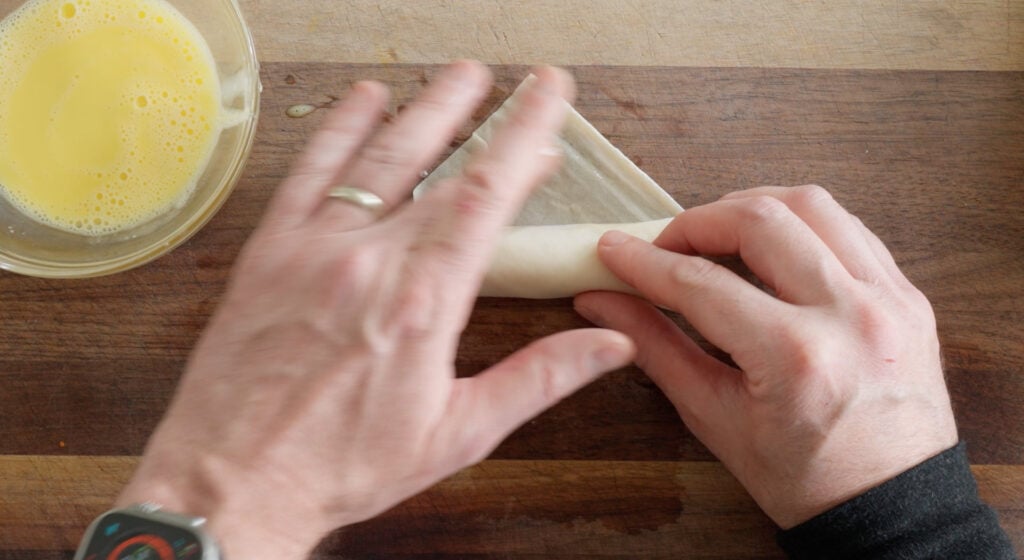 sealing lumpia shut