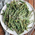 Oven Roasted Green Beans on a plate
