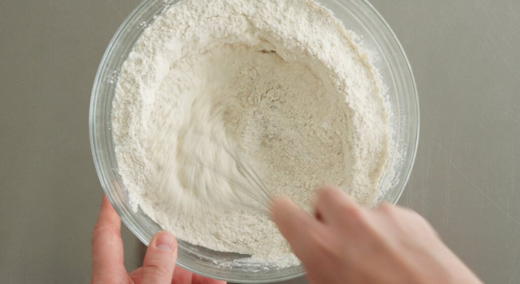 dry ingredients whisked together in a bowl
