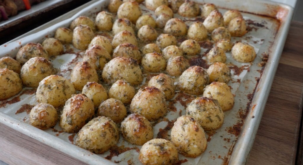 Ranch Potatoes on sheet ready for roasting