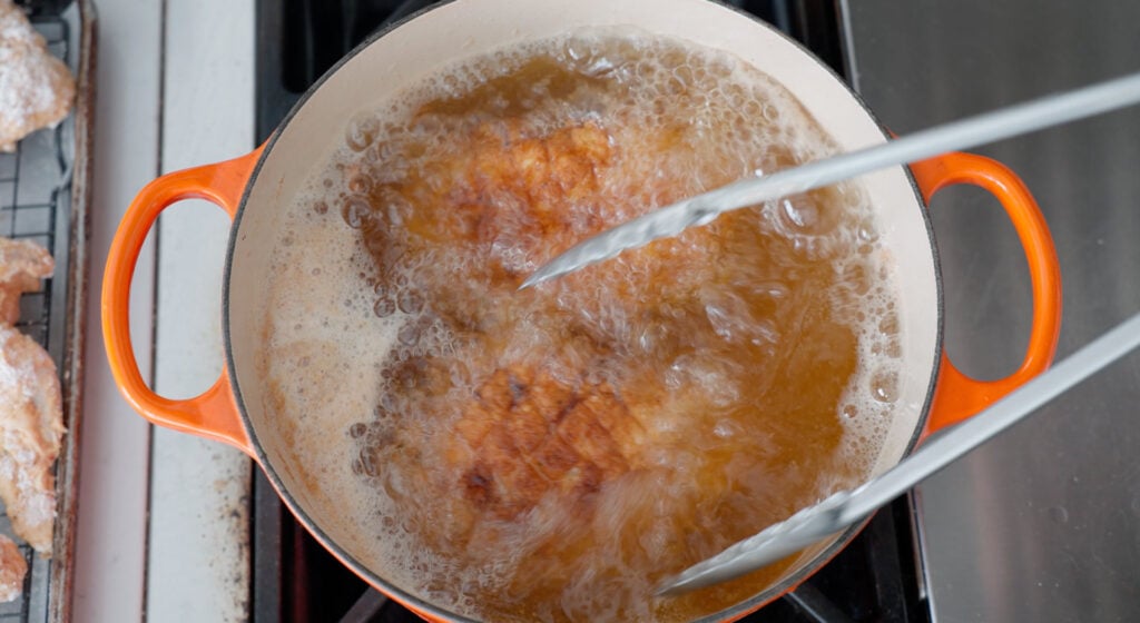 frying chicken in oil