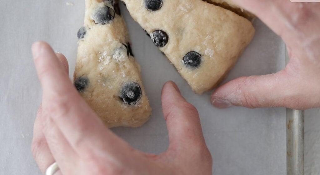 place the scone triangles in a circle about ¼ inch apart