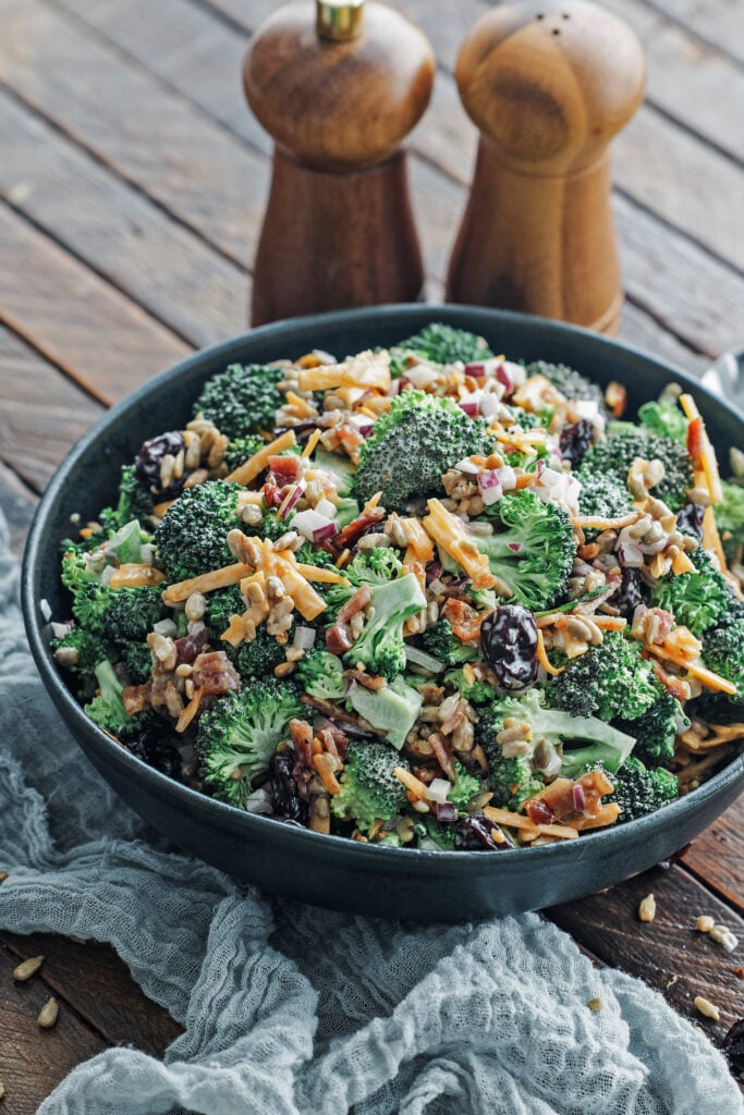 broccoli salad in a bowl
