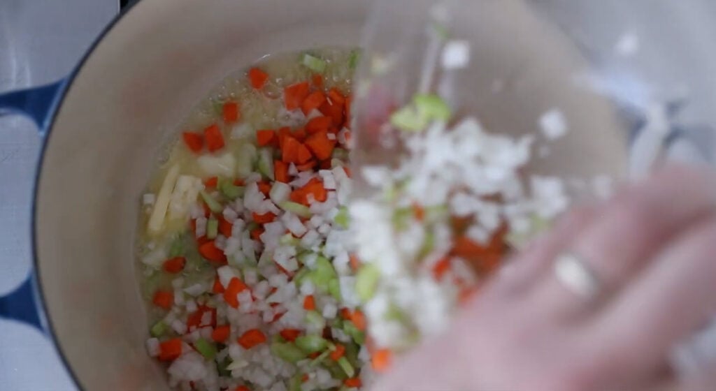 cooking the vegetables