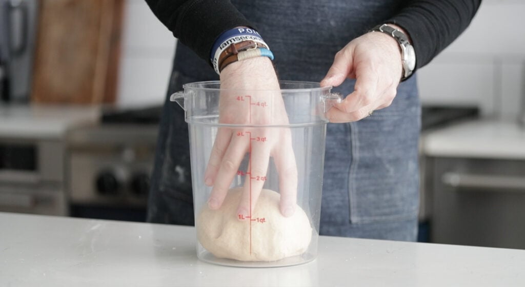 place dough in a container