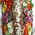 Steak salad on platter