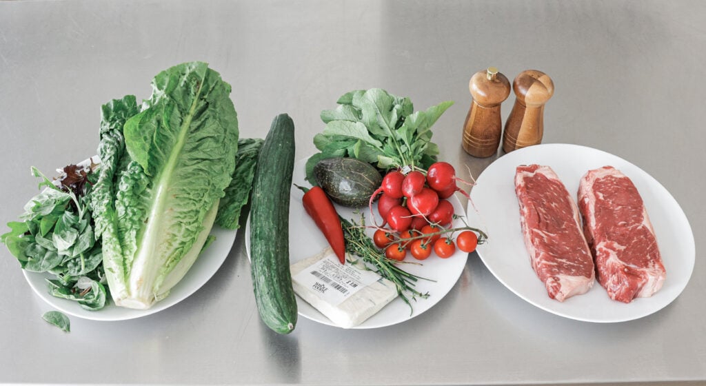 Steak salad ingredients