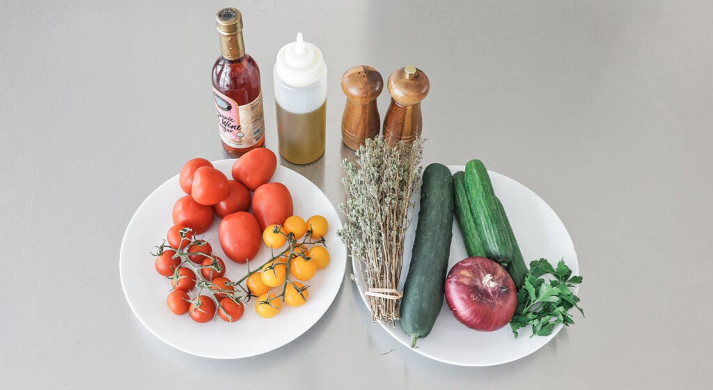 ingredients for cucumber tomato salad