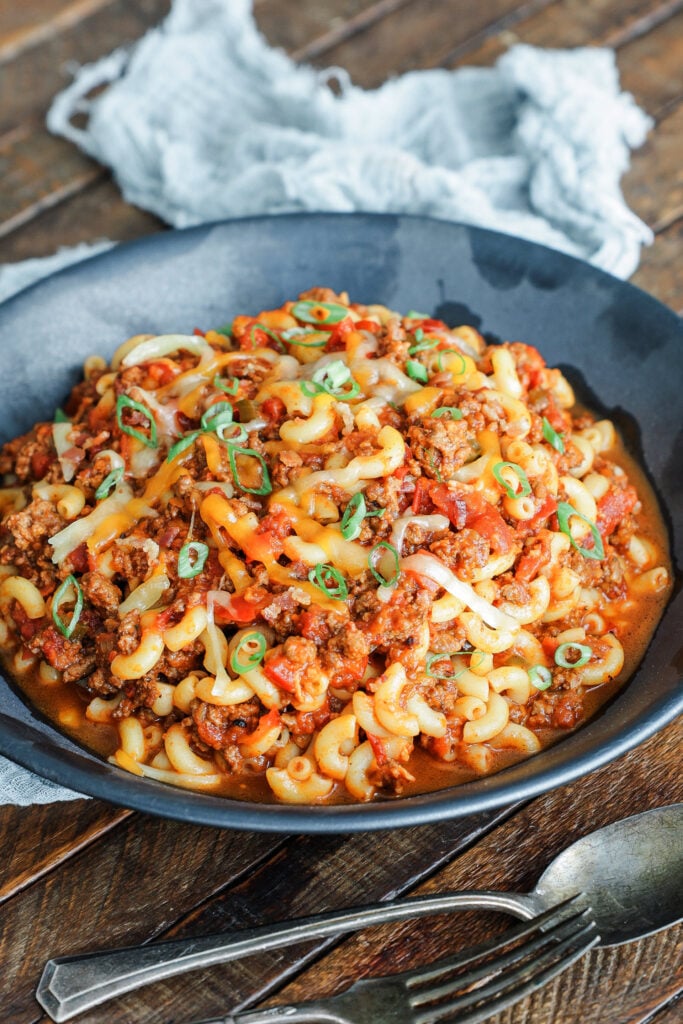 American Goulash in a bowl 
