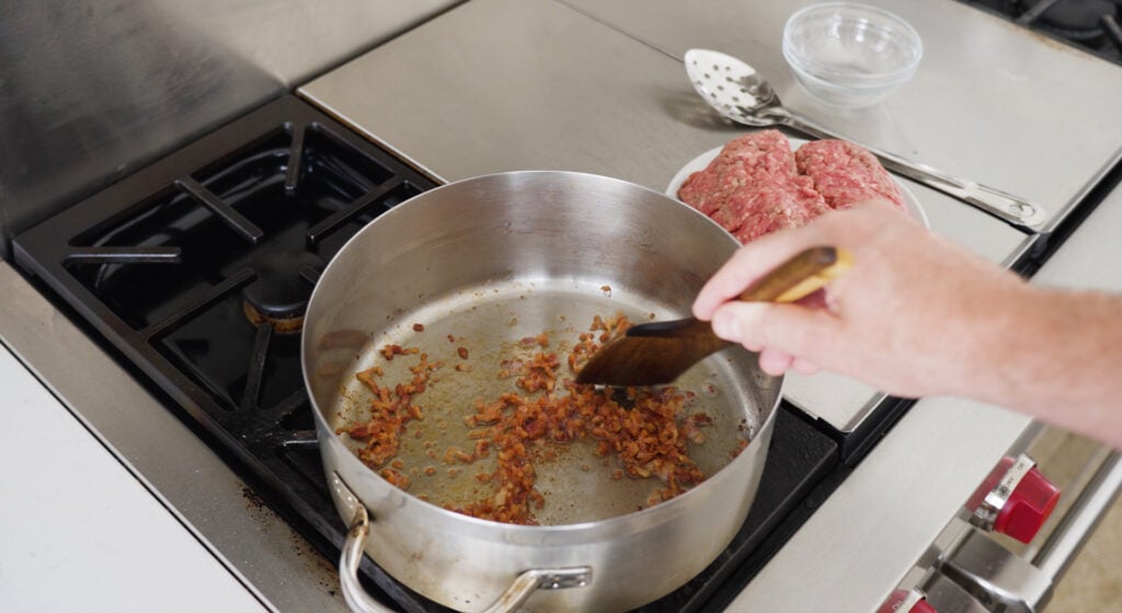 cooking bacon in large pot