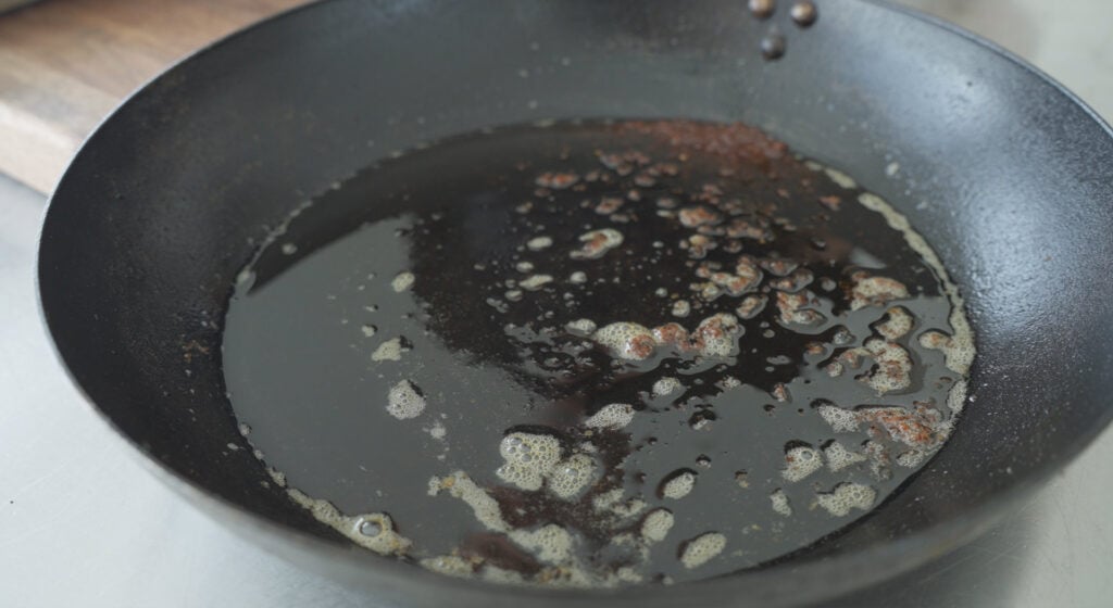 butter heating in pan