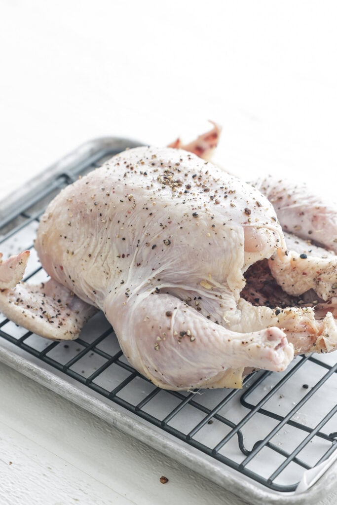 uncooked chicken on tray