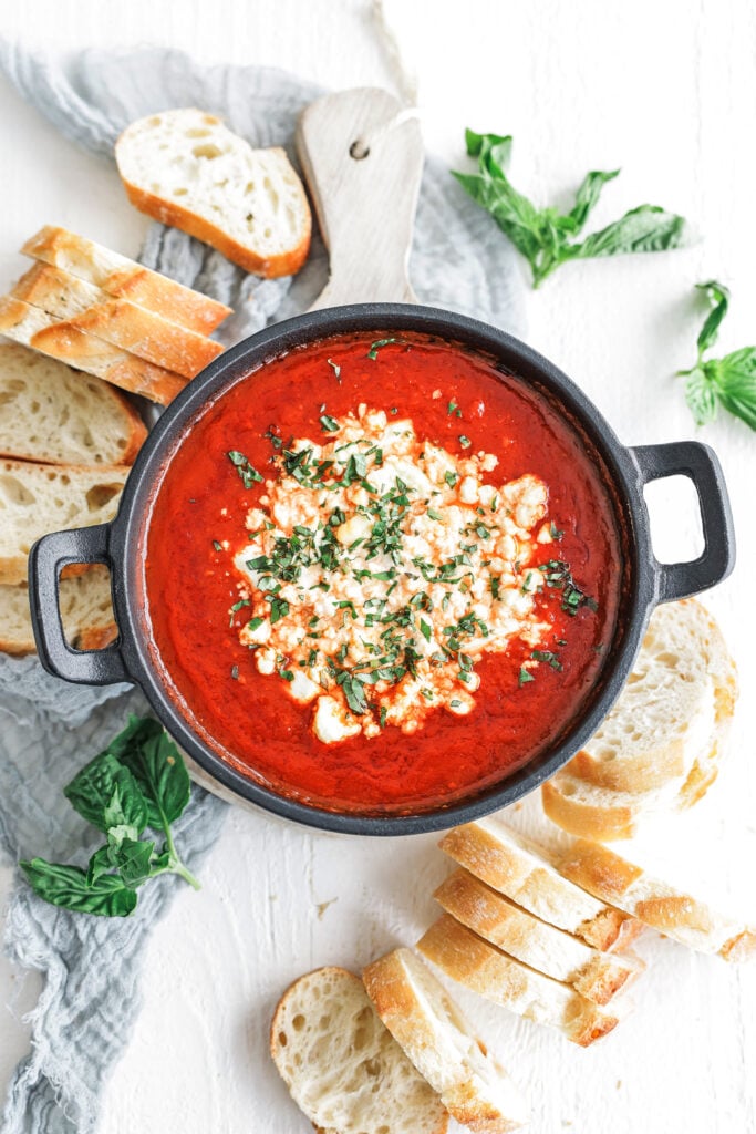 Baked Goat cheese in a pan