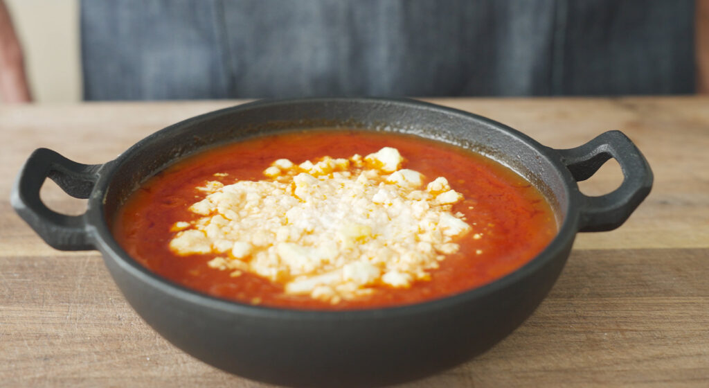 Ingredients in dish with melty cheese