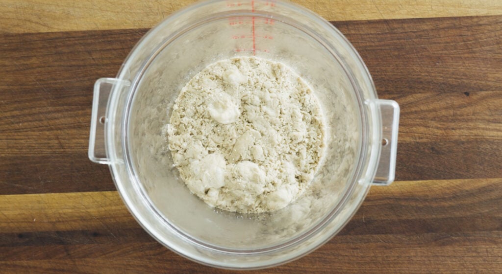 Biga in container after fermenting