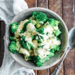cheesy broccoli in a bowl